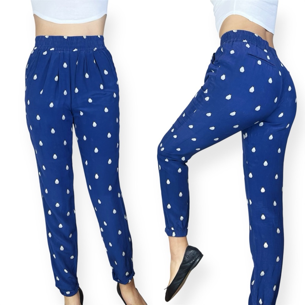 Alcêe for Barneys Co-Op 100% Silk Penguin Print Pants Size XS